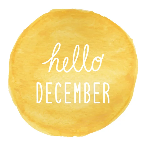 Hola saludo de diciembre sobre fondo amarillo acuarela — Foto de Stock