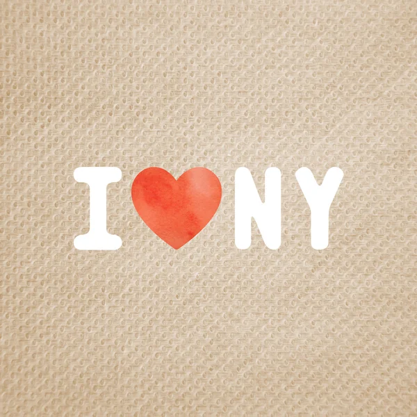 I love NY text on brown tissue paper — Stock Photo, Image