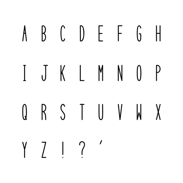 Hand drawn narrow alphabet — Stock Vector