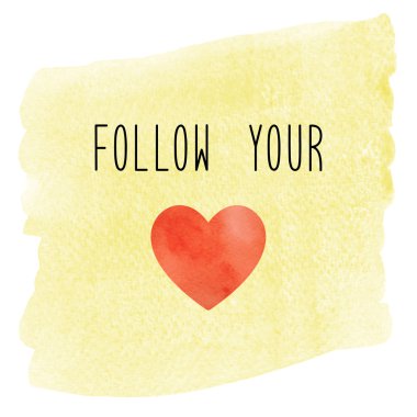 Kalbinin sesini sarı suluboya arka plan üzerinde