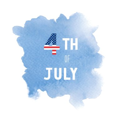 Mutlu 4 Temmuz tarihinde mavi suluboya 