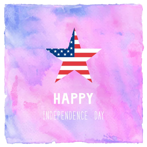 Happy 4 juli på blå och rosa akvarell — Stockfoto