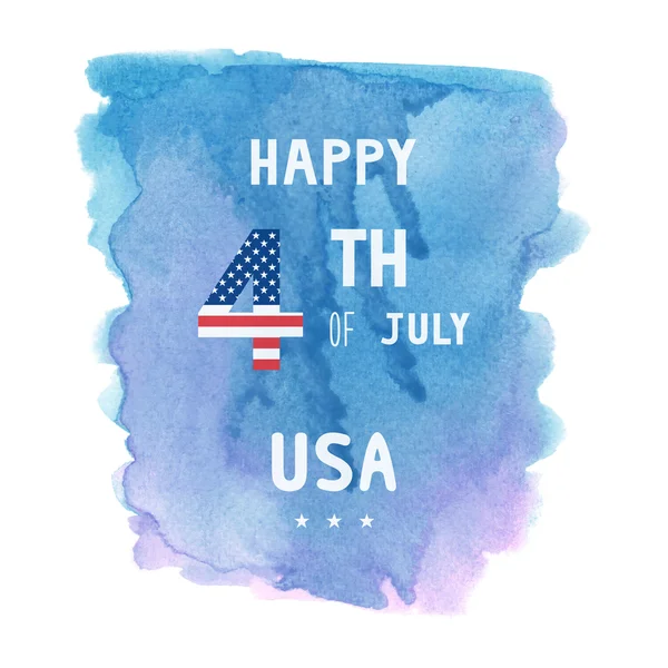 Happy 4th of July on blue and pink watercolor — Stock Photo, Image