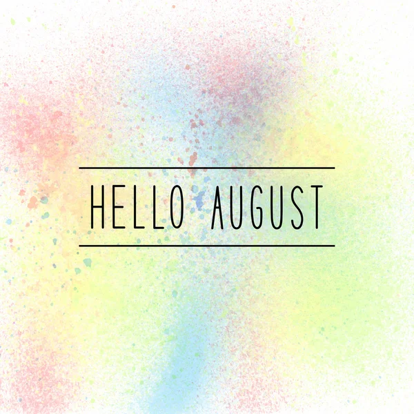 Ciao testo agosto su sfondo vernice spray pastello — Foto Stock