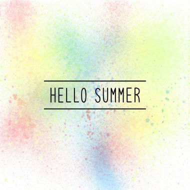 Yaz tebrik pastel sprey boya ile Merhaba