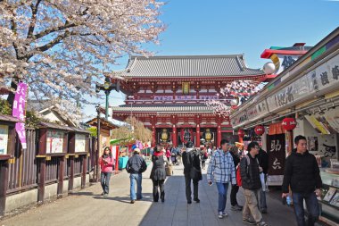 Turistler Sensoji tapınağı ziyaret 