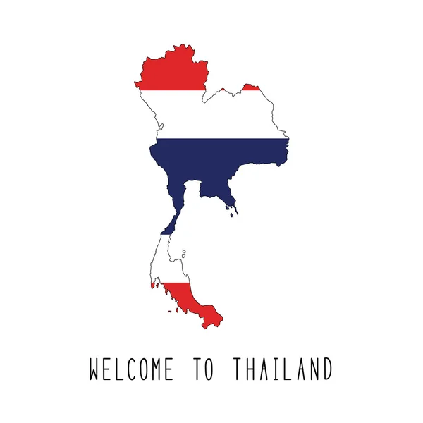 タイのテキストとマップ上のタイの国旗へようこそ — ストックベクタ