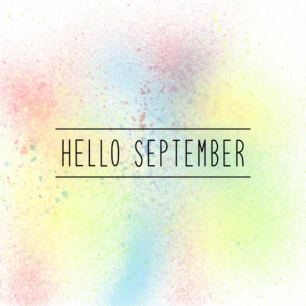 Hola texto de septiembre sobre fondo de pintura en spray pastel —  Fotos de Stock