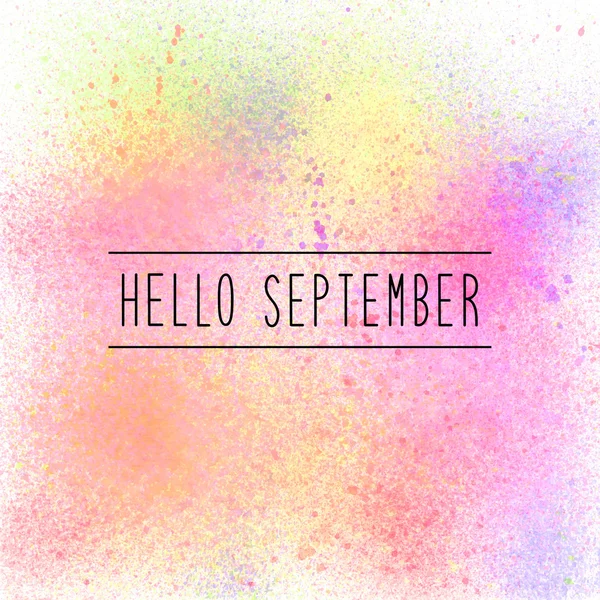 Hallo September Text auf Pastell Spray Farbe Hintergrund — Stockfoto