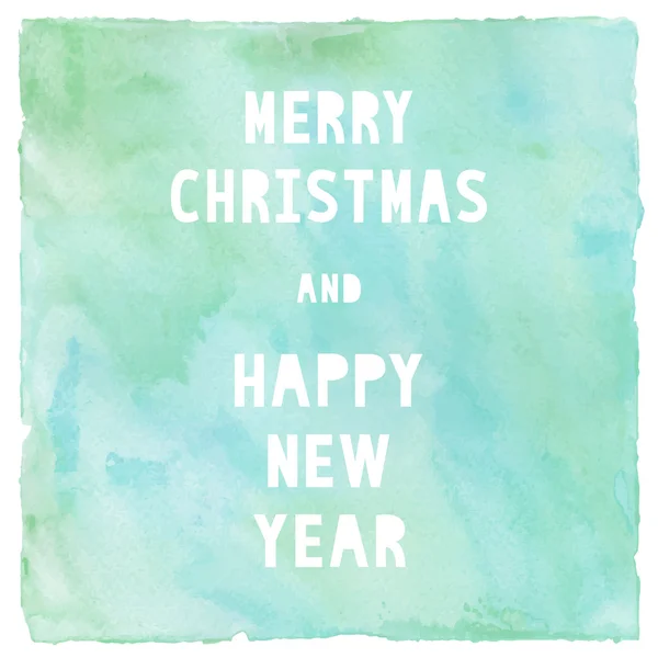 Merry Christmas and happy new year on green and blue watercolor — Stock Photo, Image