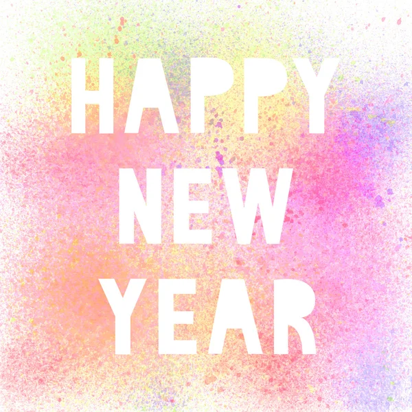 Feliz ano novo com tinta spray colorido — Fotografia de Stock