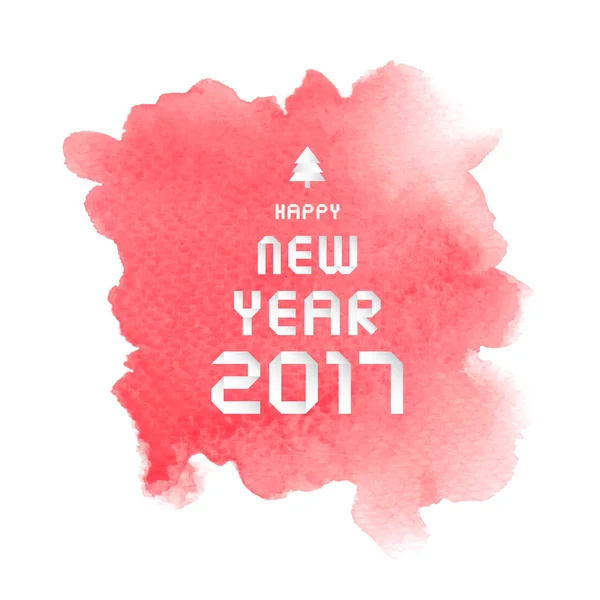 Frohes neues Jahr 2017 auf rotem Aquarell — Stockfoto