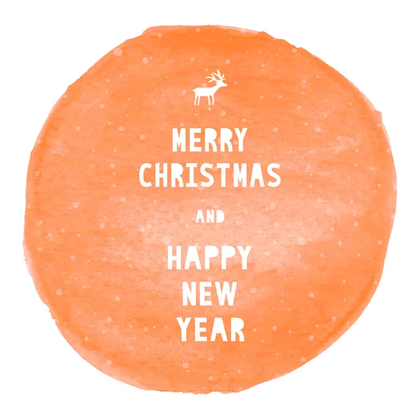 メリー クリスマスと幸せな新年レタリング オレンジ watercolo に — ストック写真