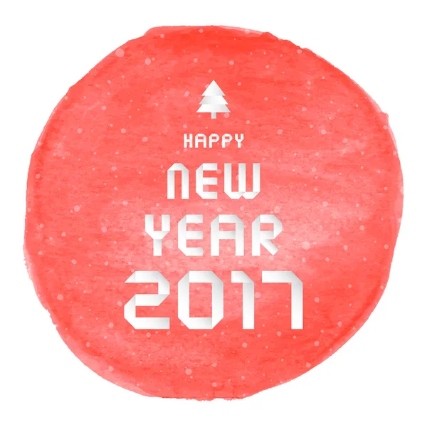 Szczęśliwego nowego roku na czerwony okrągły akwarela — Zdjęcie stockowe