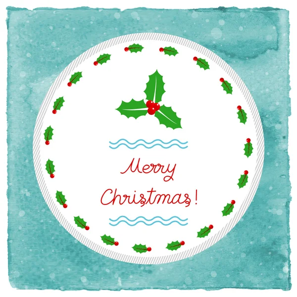 Merry Christmas lettering with holly berry — Stock Photo, Image