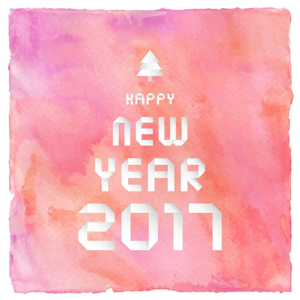 Happy new year 2017 on red and pink watercolor — Stock Photo, Image