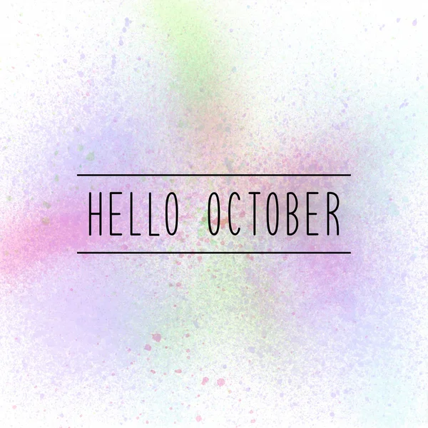 Hej oktober text på pastell sprayfärg bakgrund — Stockfoto