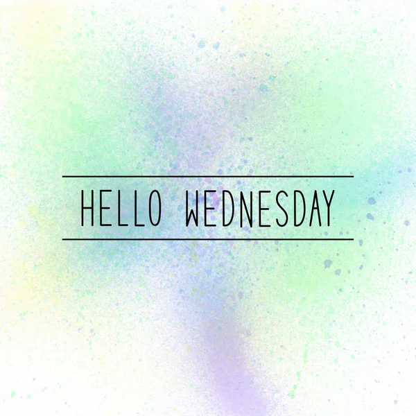 Hello Wednesday text on pastel watercolor background — Stock Photo, Image