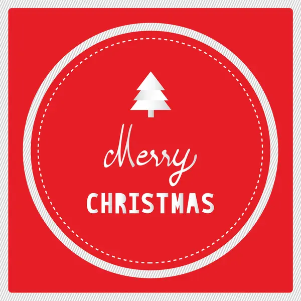 Merry Christmas with Christmas tree on red background — Stock Vector