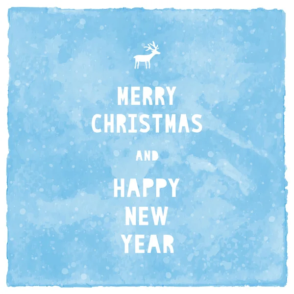 Merry Christmas and happy new year with blue watercolor — Stock Photo, Image