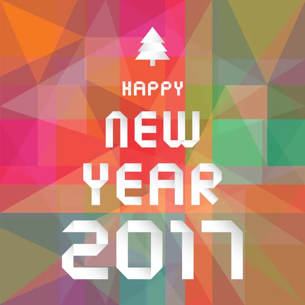 Frohes neues Jahr 2017 auf farbenfrohem geometrischen Hintergrund — Stockvektor