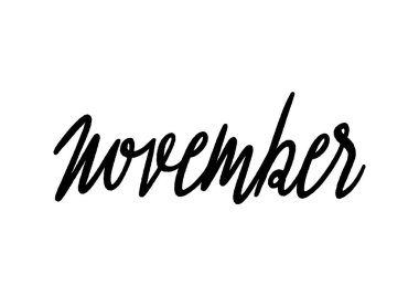 Kasım ayındaki el yazısı beyaz arkaplanda.