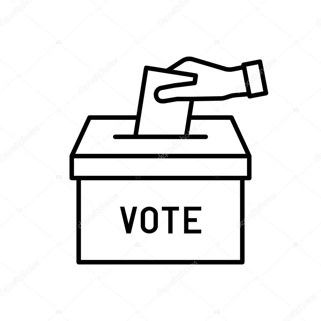 Hand voting ballot box sign vector icon. Election Vote concept. 