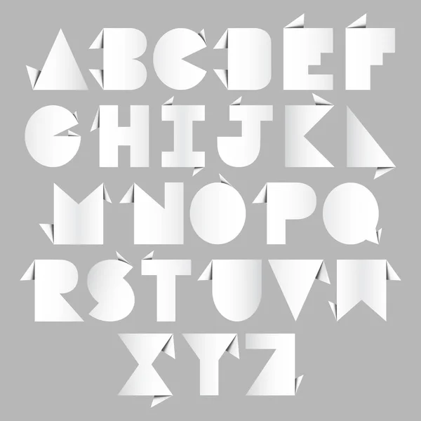 Alphabet Origami Blanc Lettres Sur Fond Gris — Image vectorielle