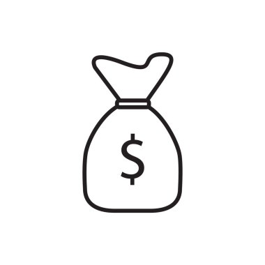 Para çantası vektör simgesi beyaz arkaplan üzerinde düz biçimli