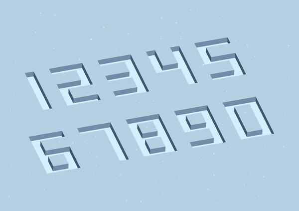Ensemble Nombres Avec Effet Isométrique Sur Fond Bleu — Image vectorielle