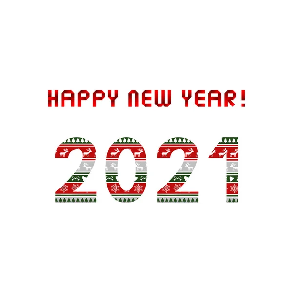 Bonne Année 2021 Carte Vœux Avec Motif Noël Illustration Vectorielle — Image vectorielle