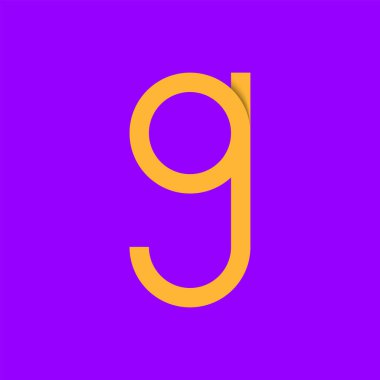 Menekşe arkaplanda sarı G harfi logosu. Vektör illüstrasyonu.