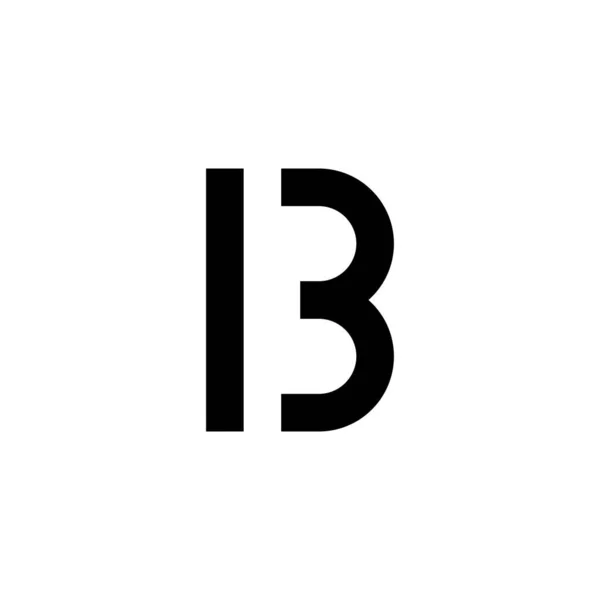 黑色字母B Ib和13号首字母图标 现代排版设计模板要素 — 图库矢量图片
