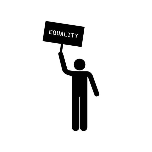 Man Holding Banner Sign Equality Word Vector Icon — Stock Vector