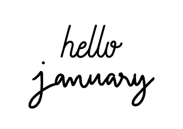 Hello January Hand Lettering White Background — Stock Vector