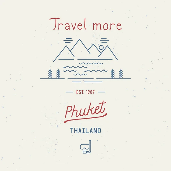 Phuket Yazısıyla Daha Çok Seyahat Tayland Güneyinde Bir Şehir Ismi — Stok Vektör