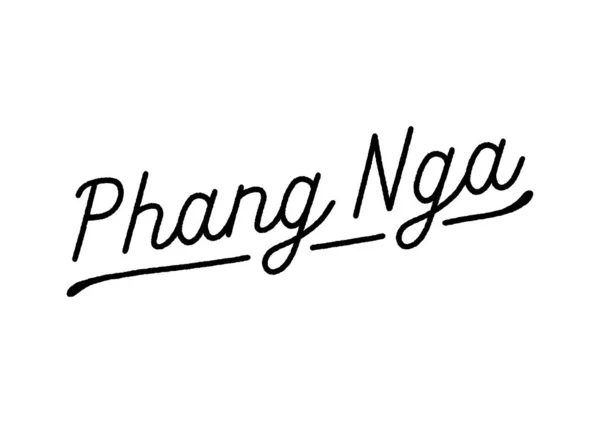 Ręczne Napisy Phang Nga Białym Tle Południowa Prowincja Tajlandii — Wektor stockowy