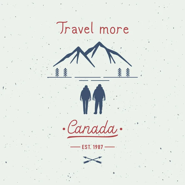 旅行更多的加拿大手书背包客 旅行概念 — 图库矢量图片