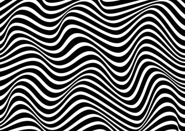 Siyah beyaz soyut arkaplan ve dalgalı çizgiler. Vektör illüstrasyonu.