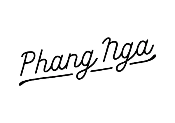 Phang Nga在白色背景上手写字母 泰国南部省份 — 图库矢量图片