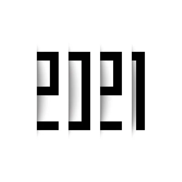 Logo Des Jahres 2021 Mit Schatteneffekt Auf Weißem Hintergrund Vektorillustration — Stockvektor