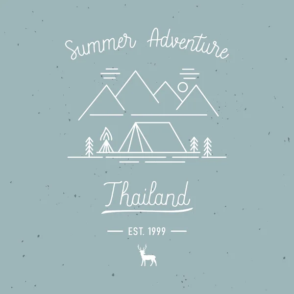 Summer Adventure Thailand Hand Lettering Travel Concept — Stock Vector