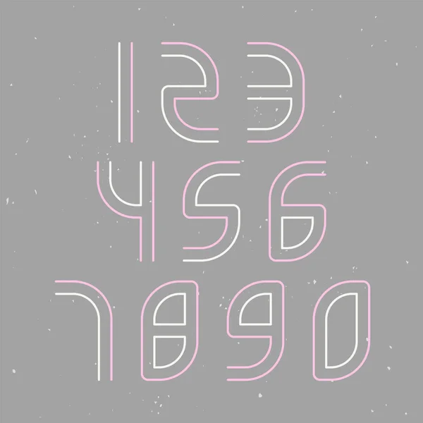 Ensemble Chiffres Rose Blanc Éléments Conception Typographie Sur Fond Gris — Image vectorielle