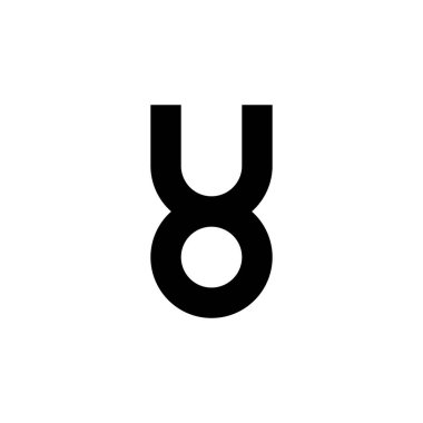 Siyah harfli UO ilk logo simgesi. Modern tipografi tasarım şablon elementleri