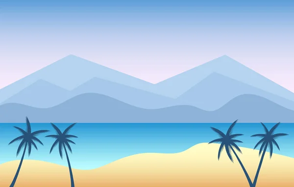 Тропічний Морський Пейзаж Блакитного Океану Пальми Острові — стоковий вектор