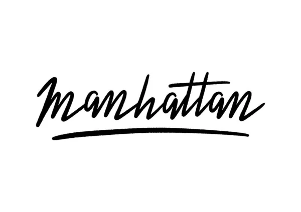 Manhattan Lettrage Main Sur Fond Blanc — Image vectorielle