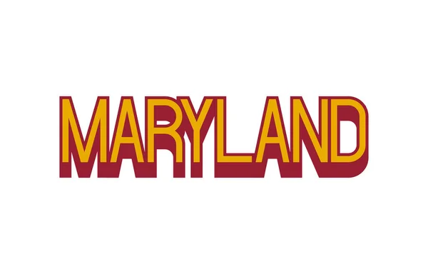 Texto Maryland Com Elementos Design Tipográfico Vermelho Amarelo Sobre Fundo — Vetor de Stock