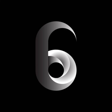 Siyah arka planda 6 numaralı logo. Vektör illüstrasyonu.