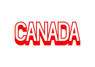 Kırmızı ve beyaz tipografi tasarım elementleri ile Kanada metni.