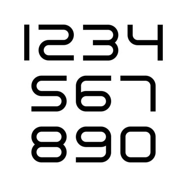 Siyah tipografi tasarım elementleri olan sayılar kümesi. Vektör illüstrasyonu.